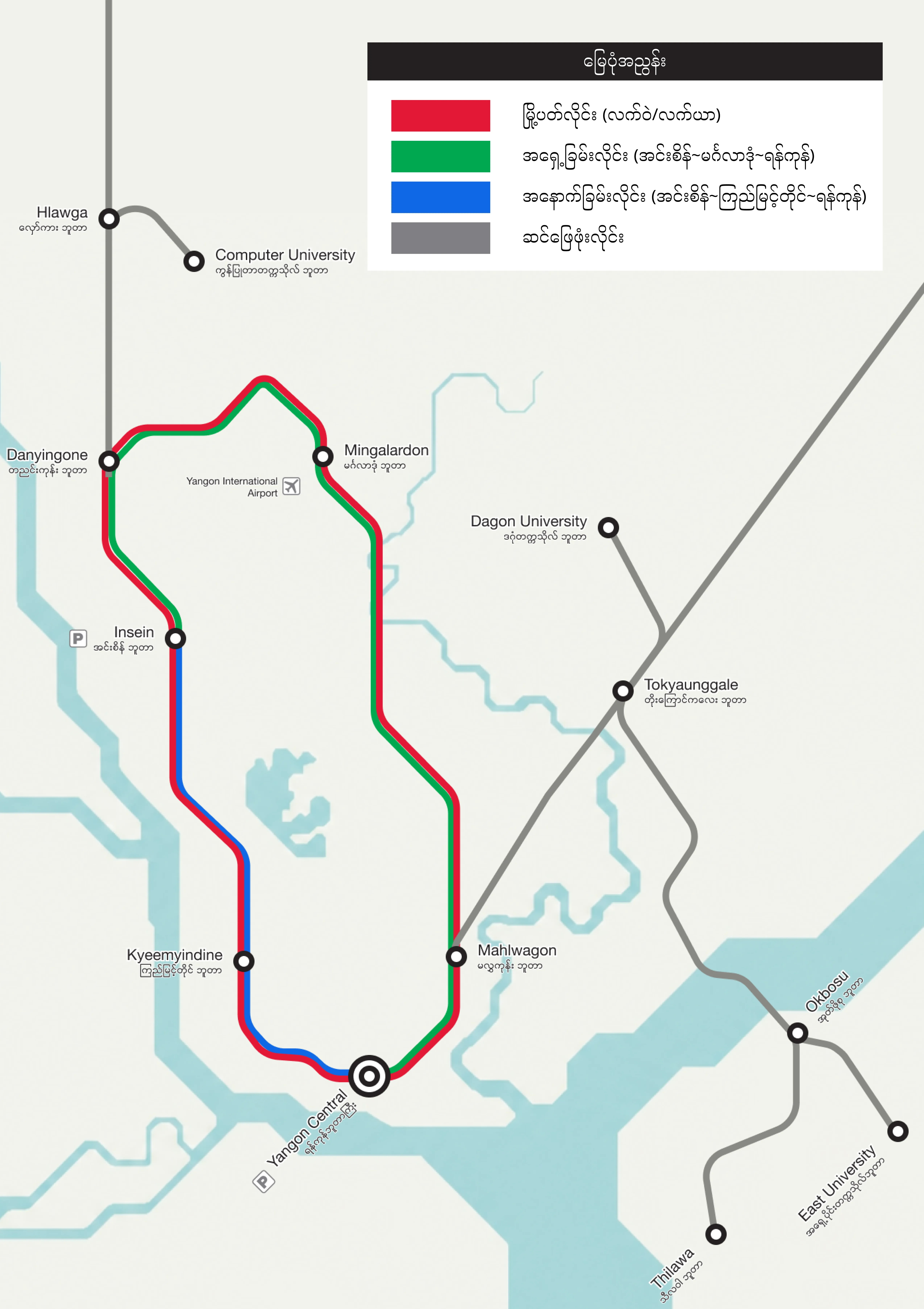 Yangon Circular Railways Map